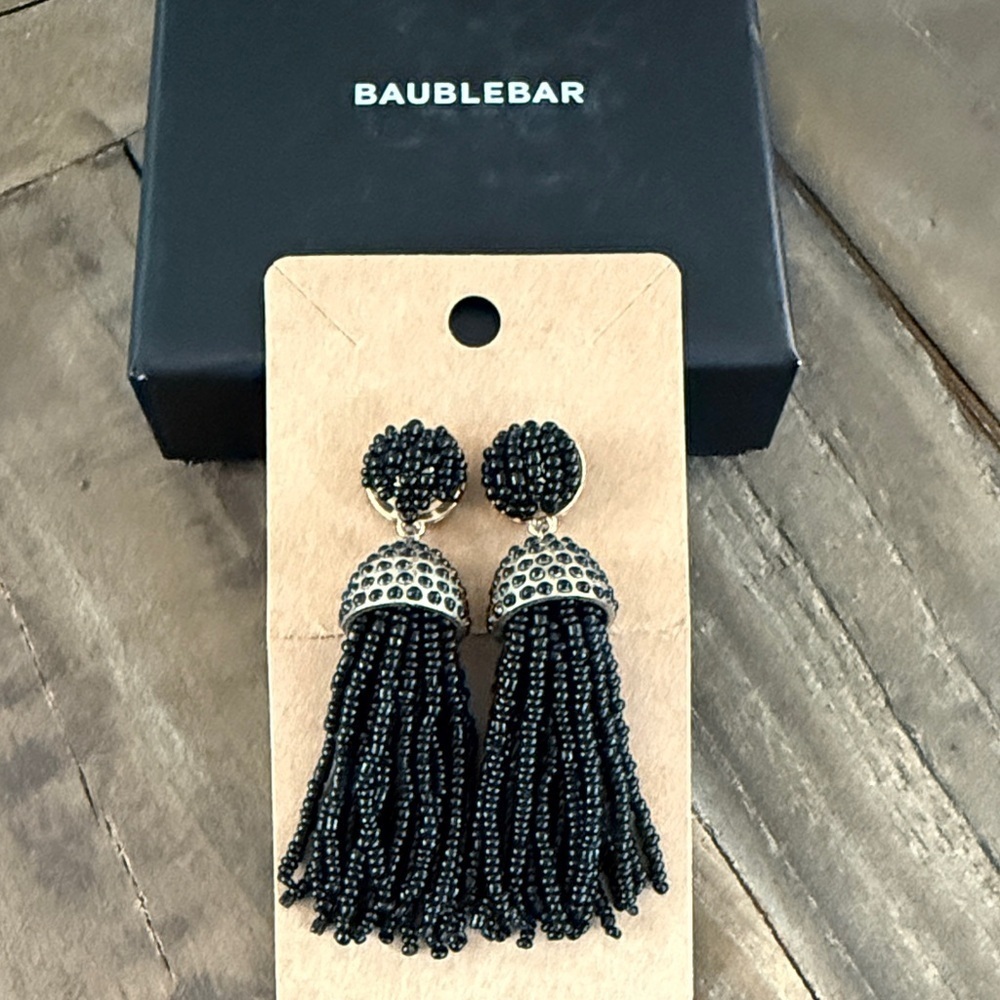 BaubleBar Black Beaded Drop Earrings